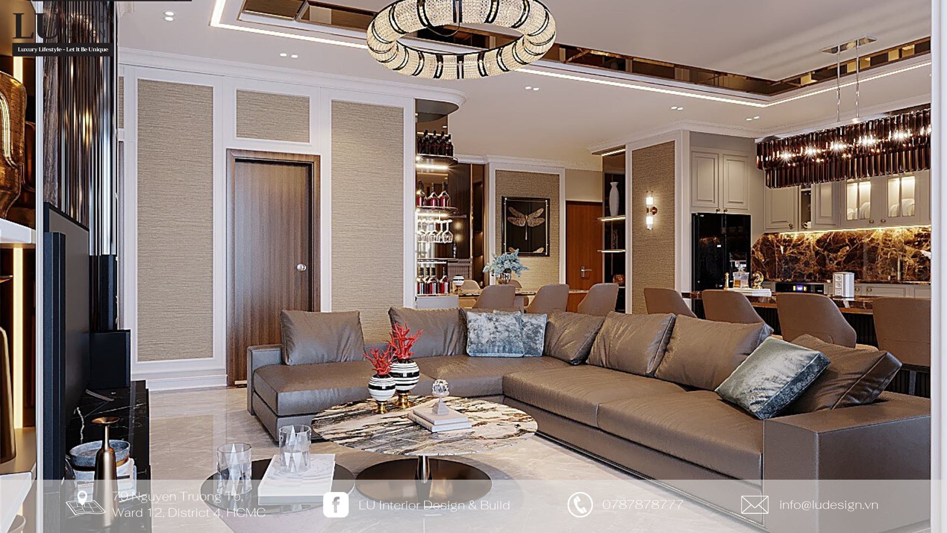 Sự kết hợp đa dạng của hình học với phòng khách | Dự án căn hộ Saigon Royal - LU Design thực hiện. 