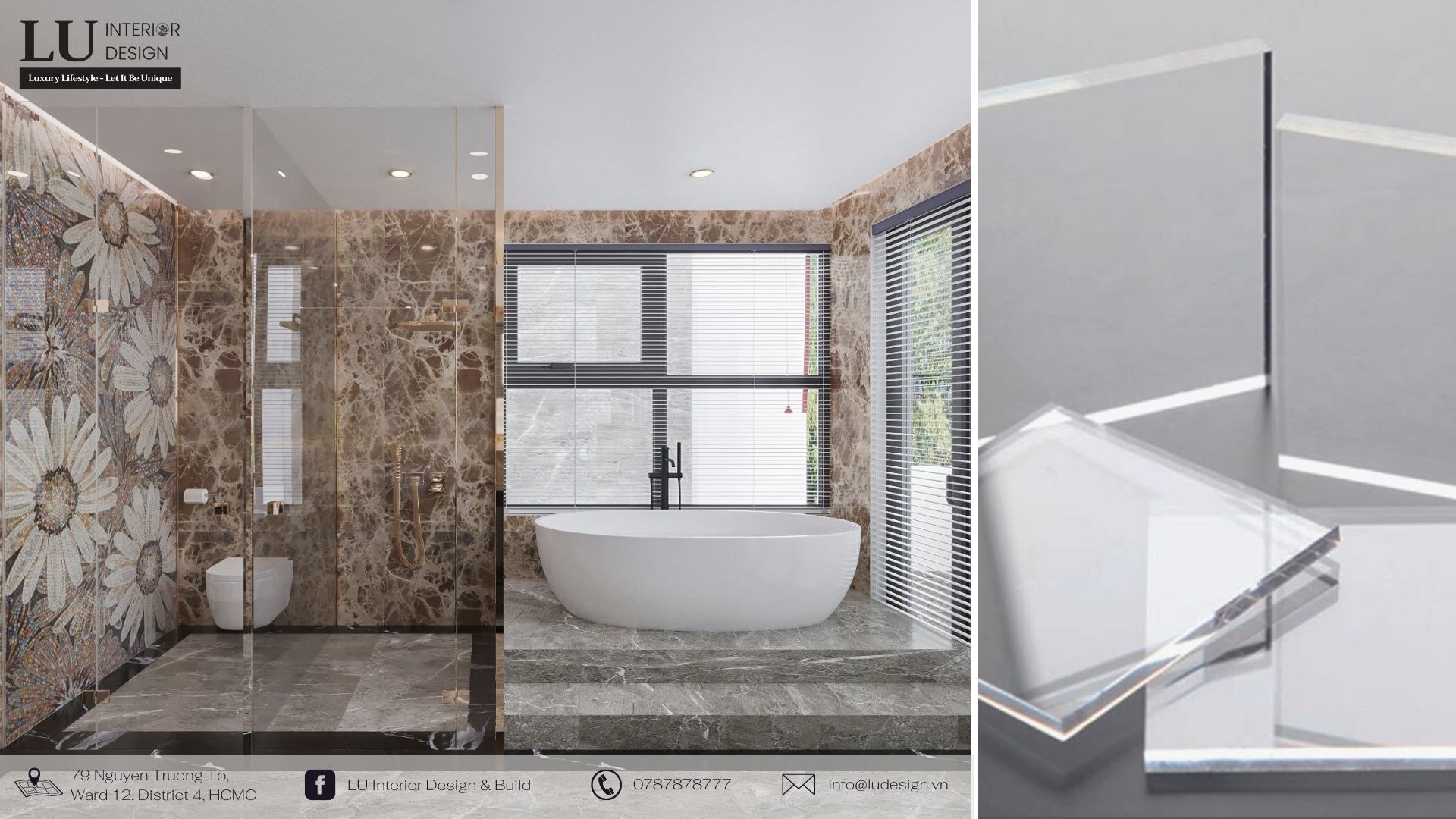 Phòng tắm sử dụng kính tạo được chiều sâu cho không gian | Dự án nhà phố Quận 7 - LU Design.