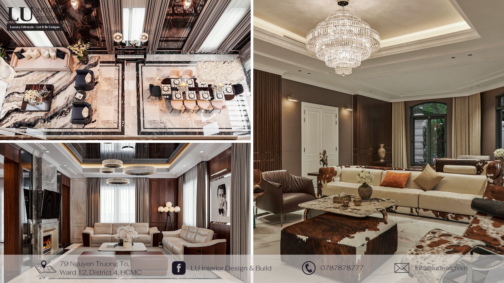 Thiết kế nội thất phòng khách đẹp phong cách Modern Classic | Nguồn: LU Design.