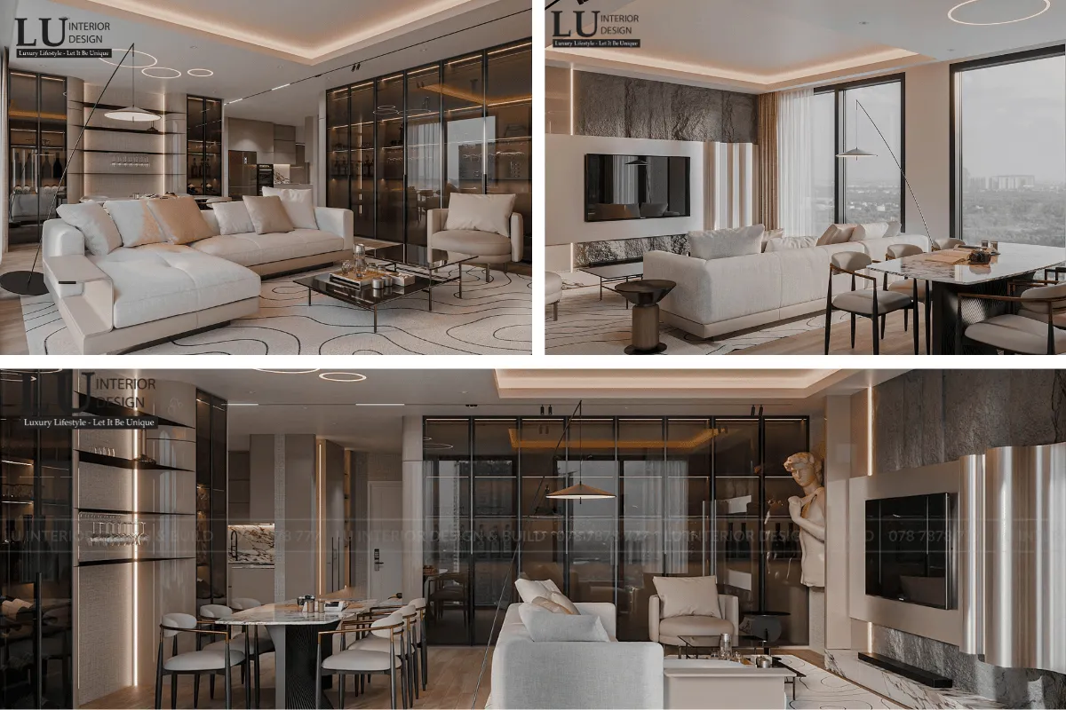 Phòng khách phong cách Modern Luxury – The Infiniti Riviera Point – LU Design