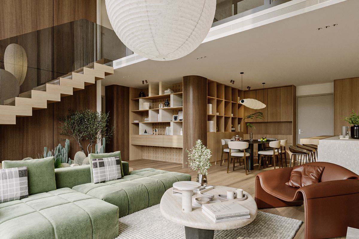 Thiết kế nội thất căn hộ Duplex The Infiniti không gian sảnh đón và cầu thang sát vách LU Design