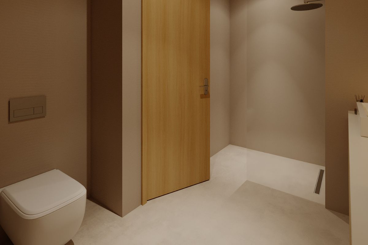 Thiết kế nội thất căn hộ Duplex The Infiniti bồn cầu âm tường tối giản LU Design