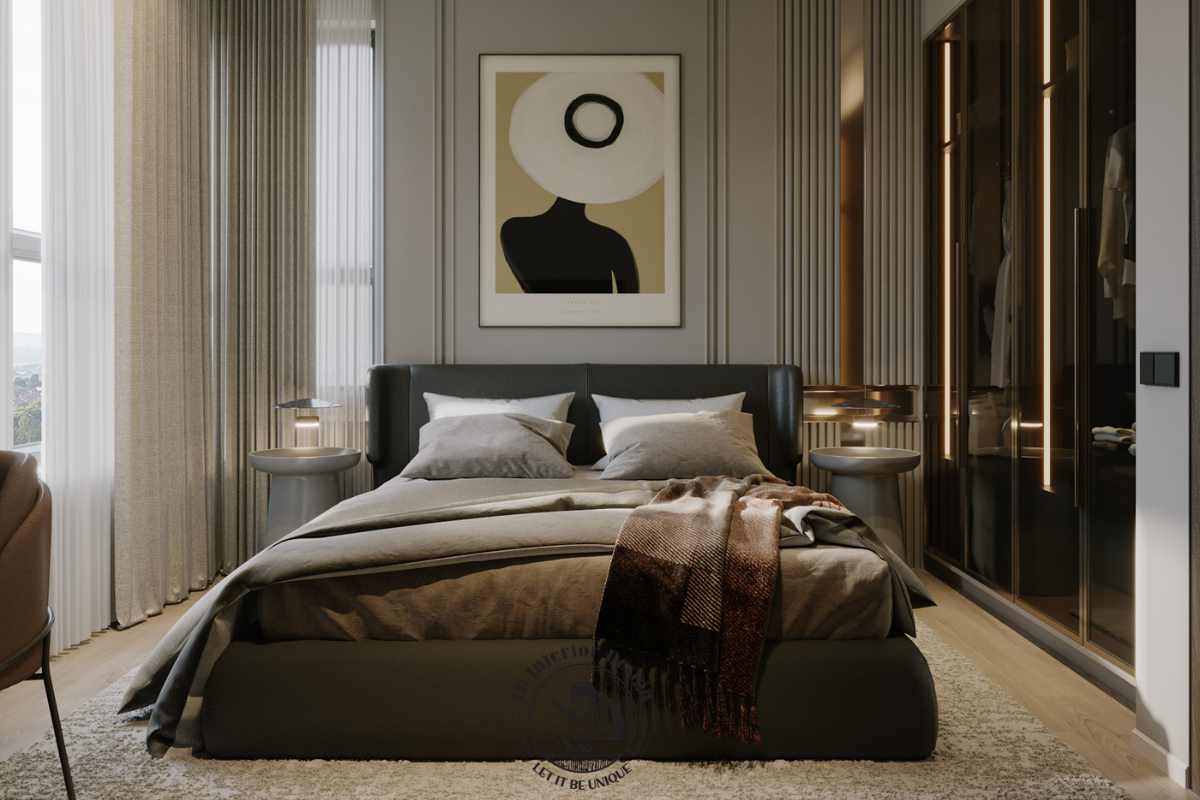 Thiết kế nội thất căn hộ 3PN The Infiniti phòng ngủ Master Modern Classic LU Design