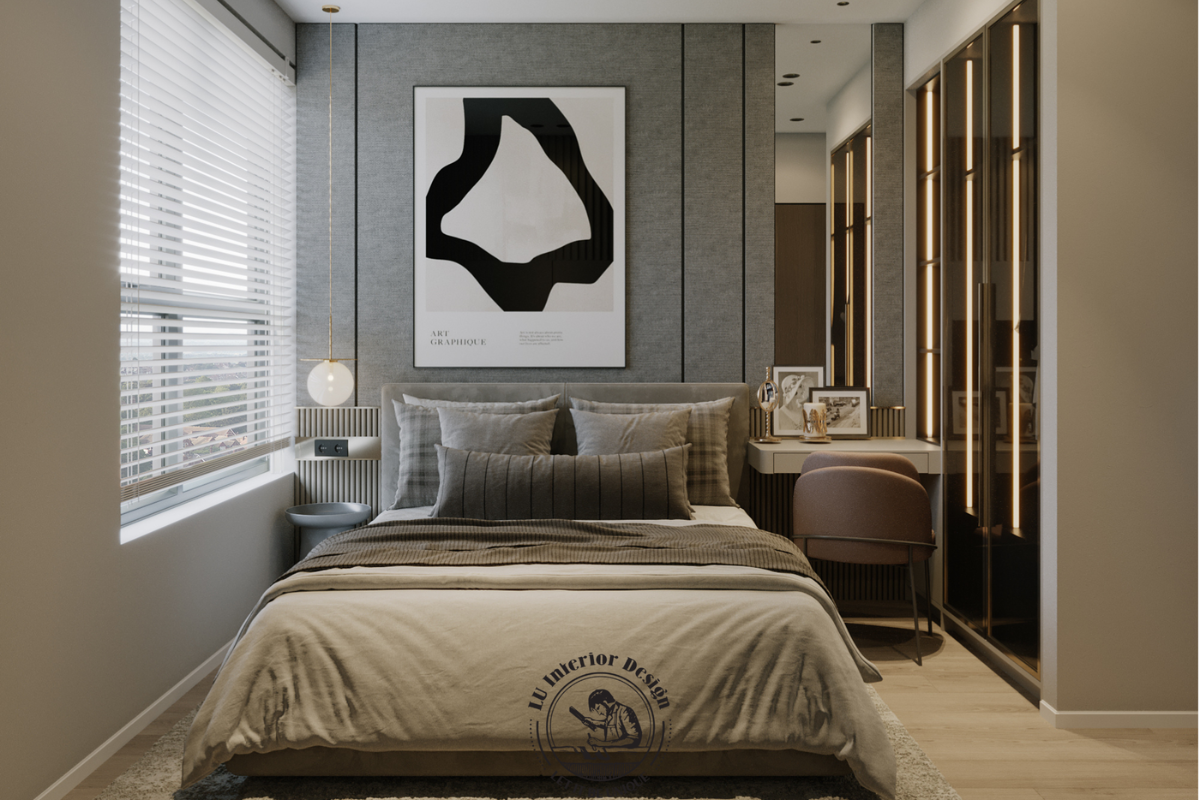 Thiết kế nội thất căn hộ 3PN The Infiniti phòng ngủ phụ phong cách Modern Classic LU Design