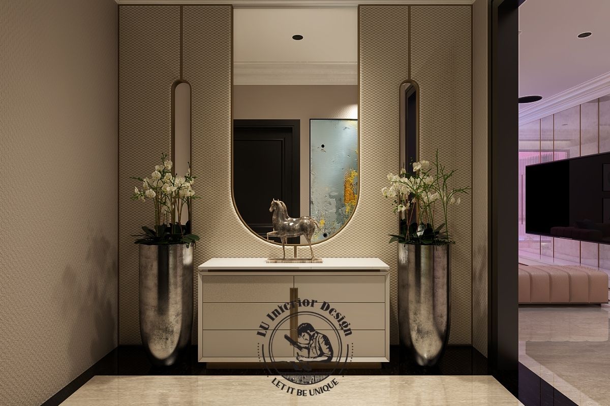 Thiết kế thi công nội thất căn hộ Penthouse tại Quận 7 sảnh đón sang trọng