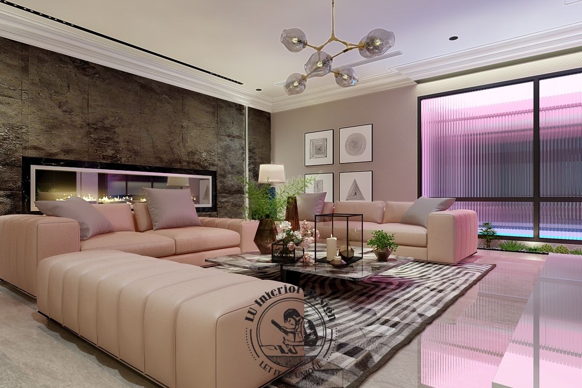 Thiết kế thi công nội thất căn hộ Penthouse tại Quận 7 phòng khách panorama