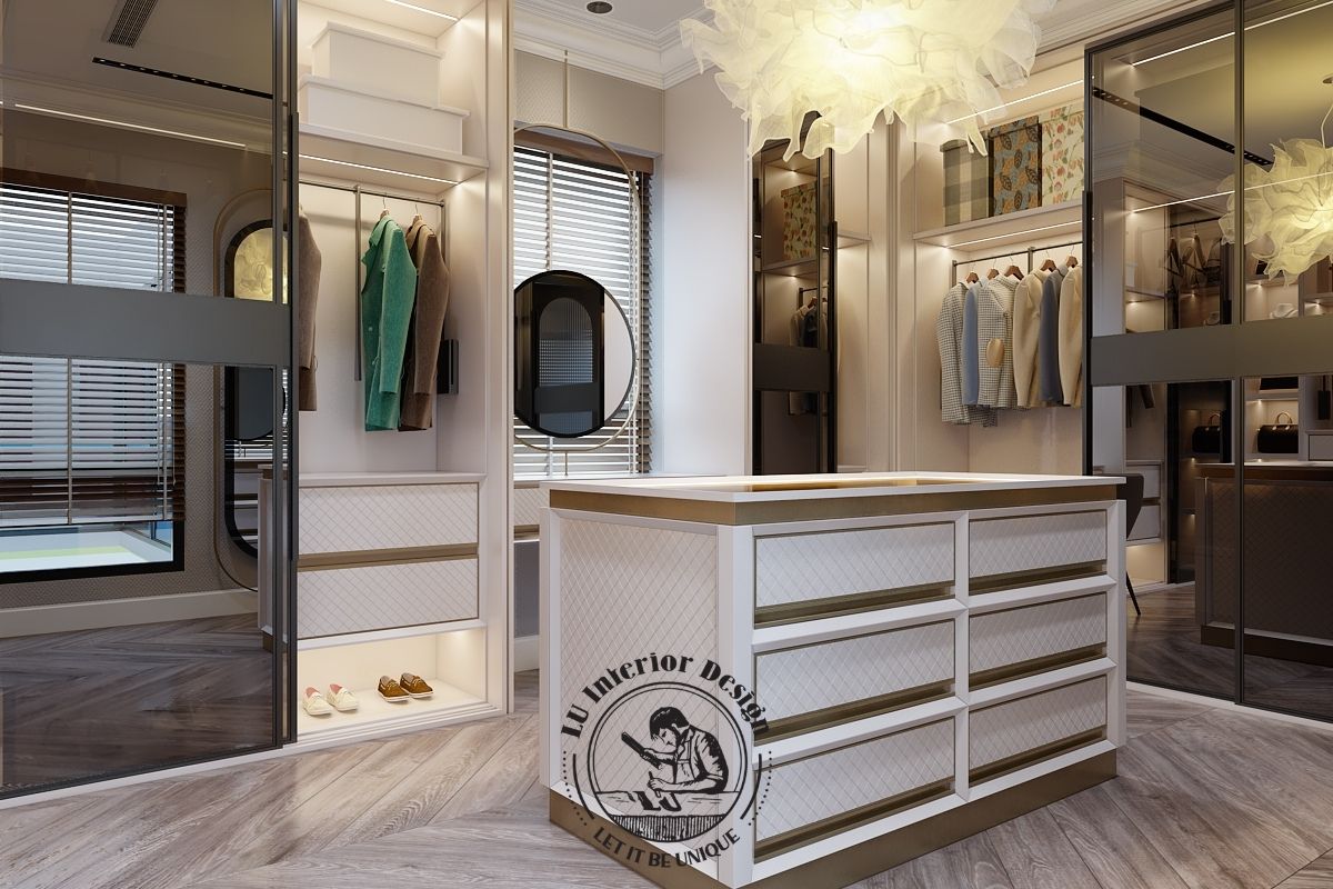 Thiết kế thi công nội thất căn hộ Penthouse tại Quận 7 phòng thay đồ Master