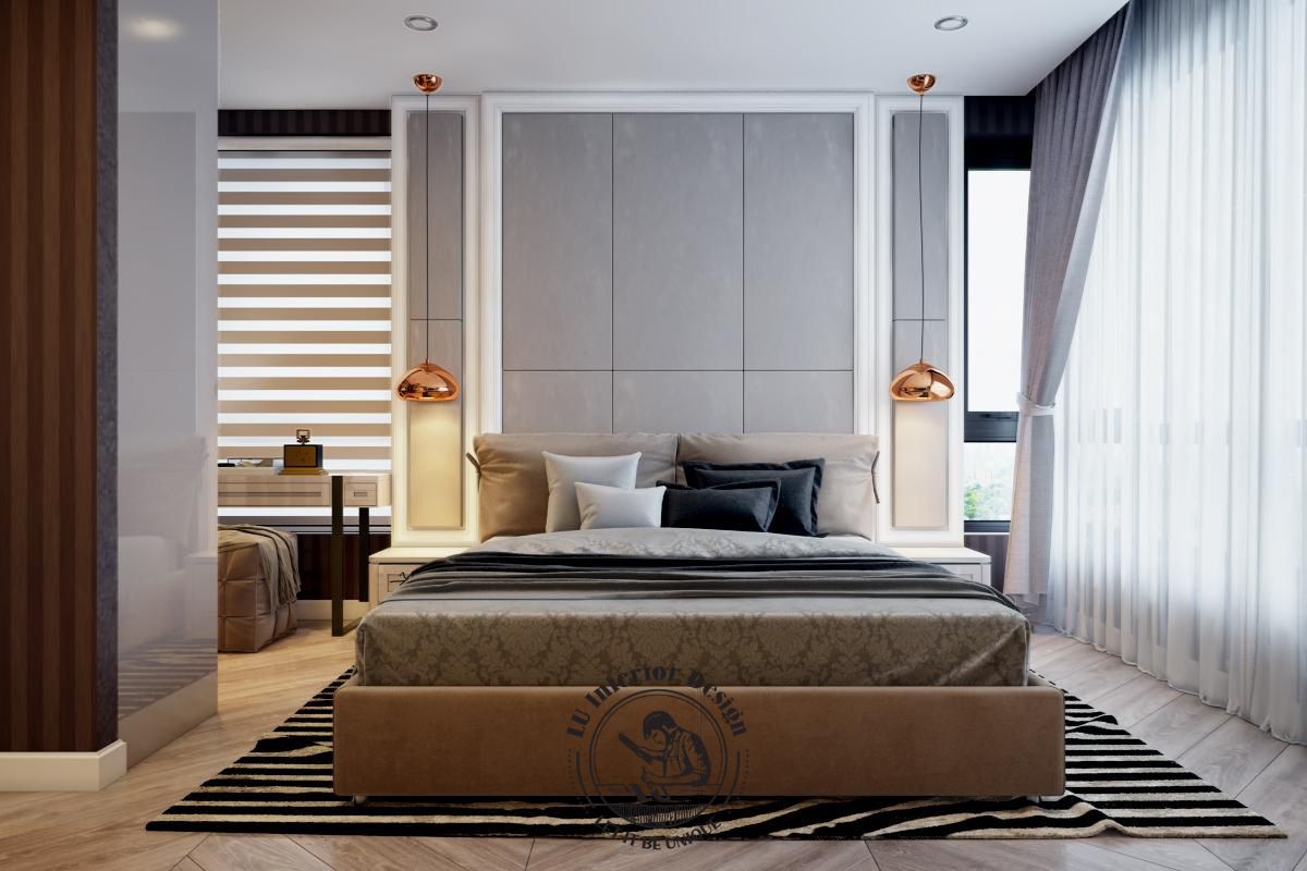 Thiết kế thi công nội thất căn hộ Duplex The Infiniti The View Modern phòng ngủ Master sang trọng 