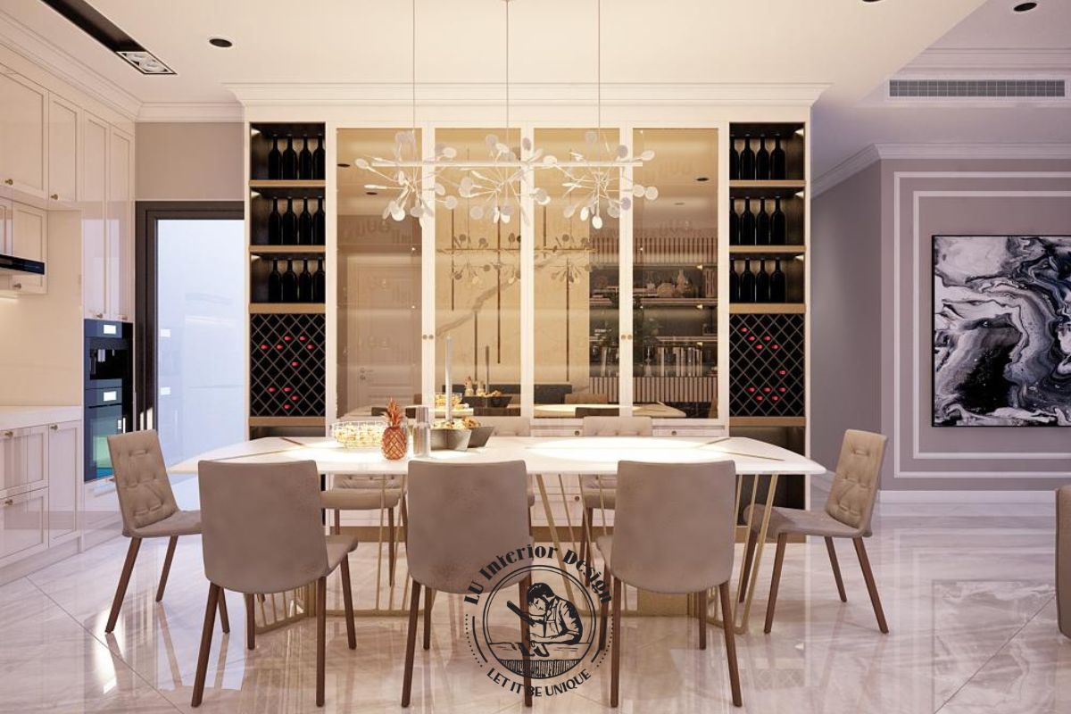 Thiết kế nội thất căn hộ Duplex The Infiniti The View Modern khu vực bàn ăn sang trọng