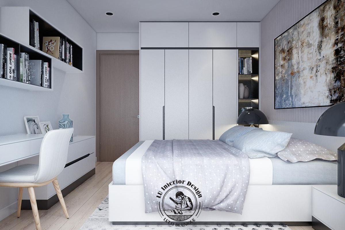 Tủ quần áo kịch trần thiết kế phẳng phòng ngủ nhỏ LU Design