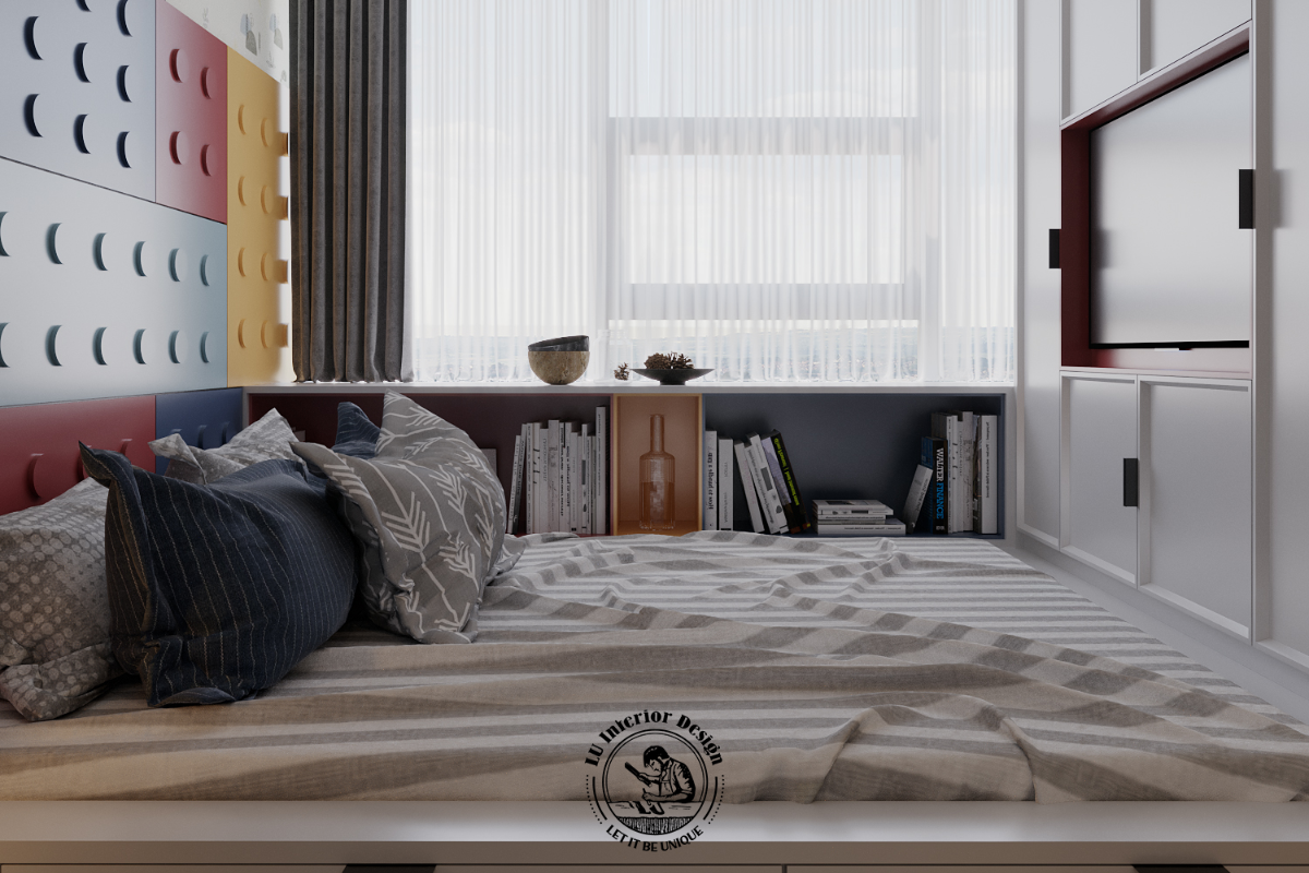 Phòng ngủ trẻ em (Kid bedroom) phối màu sinh động, hiện đại tại căn hộ Midtown 135m²
