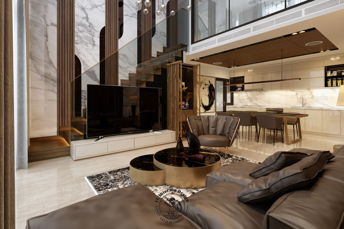 Ý tưởng thiết kế cầu thang kính giúp tối ưu diện tích cho căn hộ Duplex The View phong cách Modern