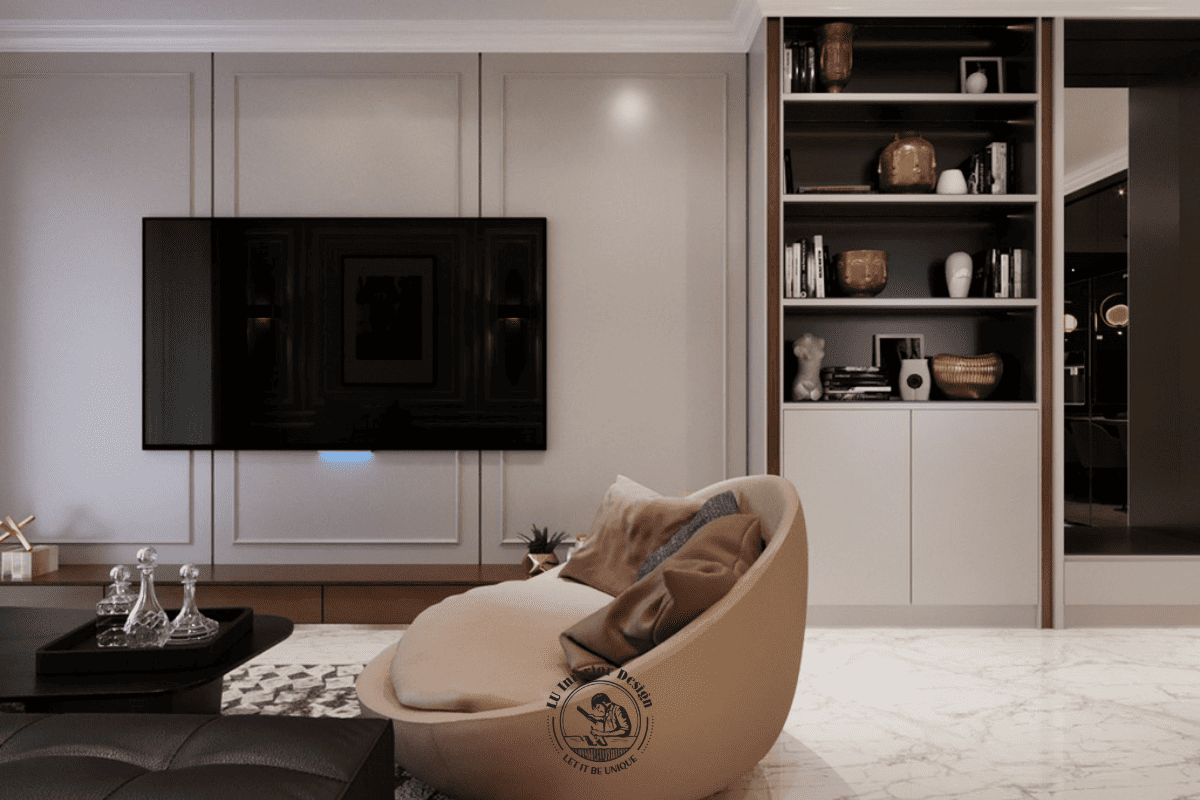 Tủ trang trí kịch trần giúp tối ưu diện tích phẳng gọn và tăng không gian lưu trữ