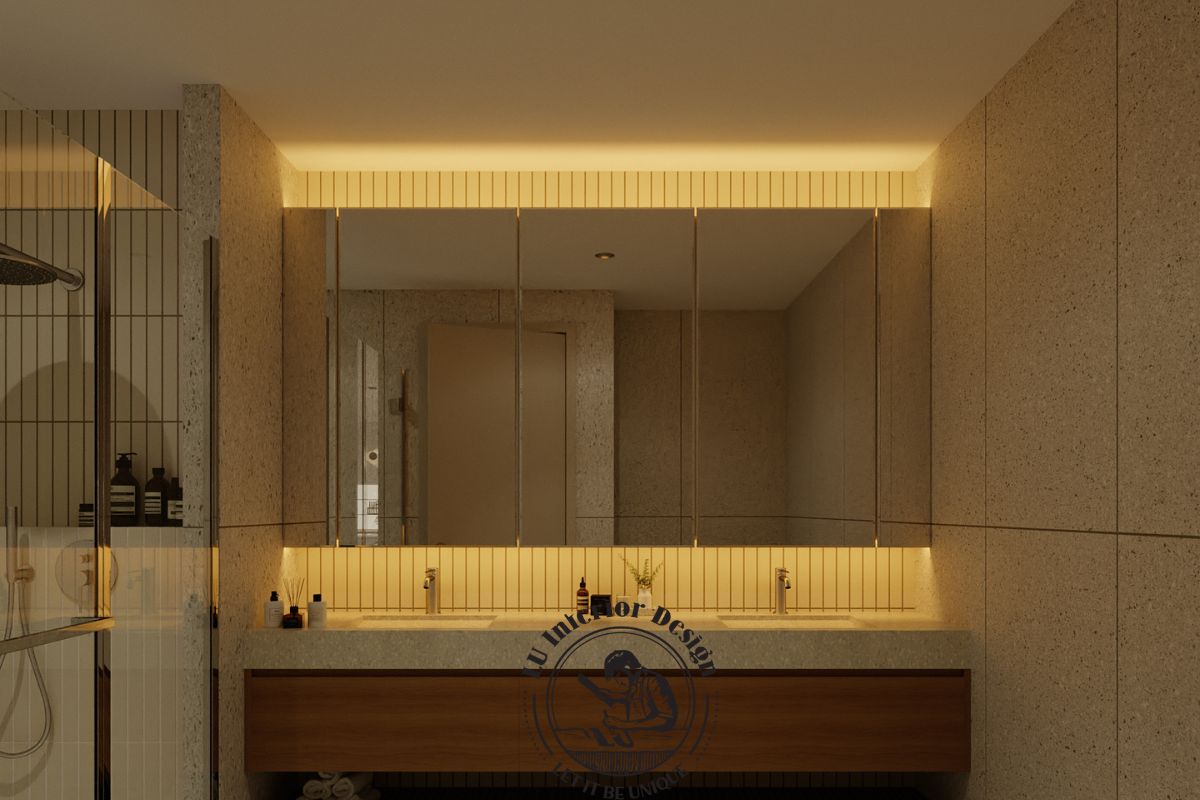 Phòng vệ sinh Master gạch thẻ xanh mint Duplex The Infiniti - LU Design