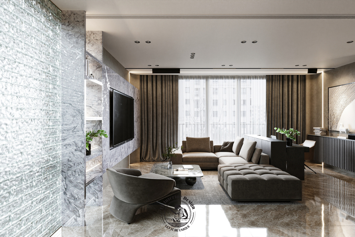 Cách điều phối ánh sáng tự nhiên tinh tế trong không gian phòng khách The MarQ 146m² Modern