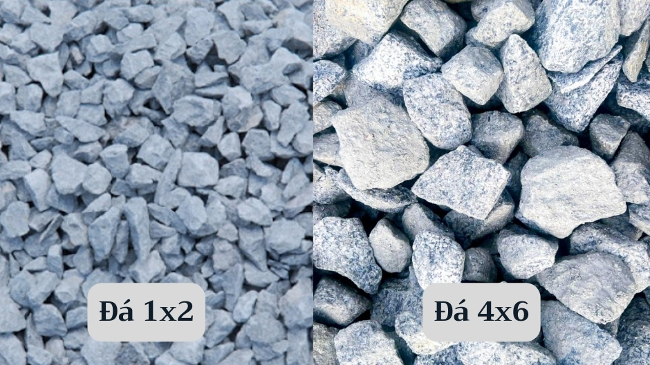 Loại đá 1x2 và đá 4x6 dùng trong xây dựng phần thô