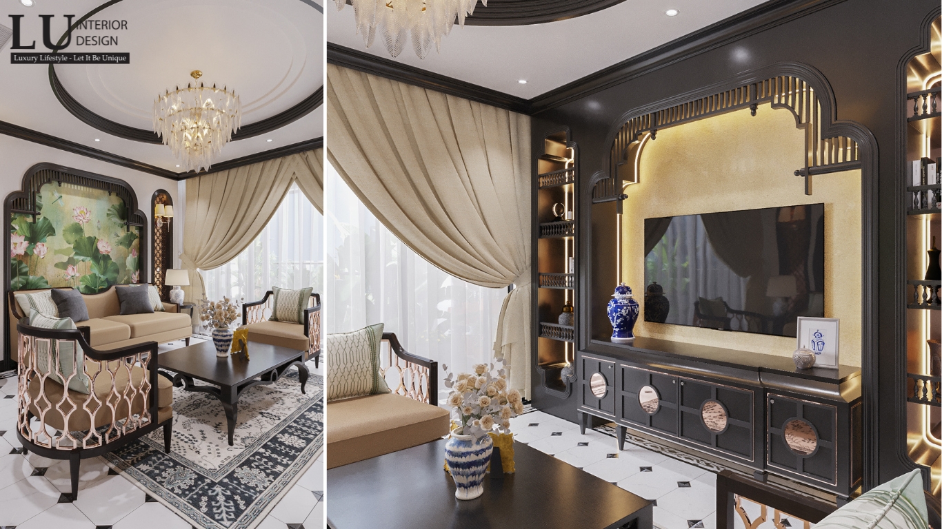 Nội thất phòng khách mang đậm tính đặc trưng của phong cách Indochine