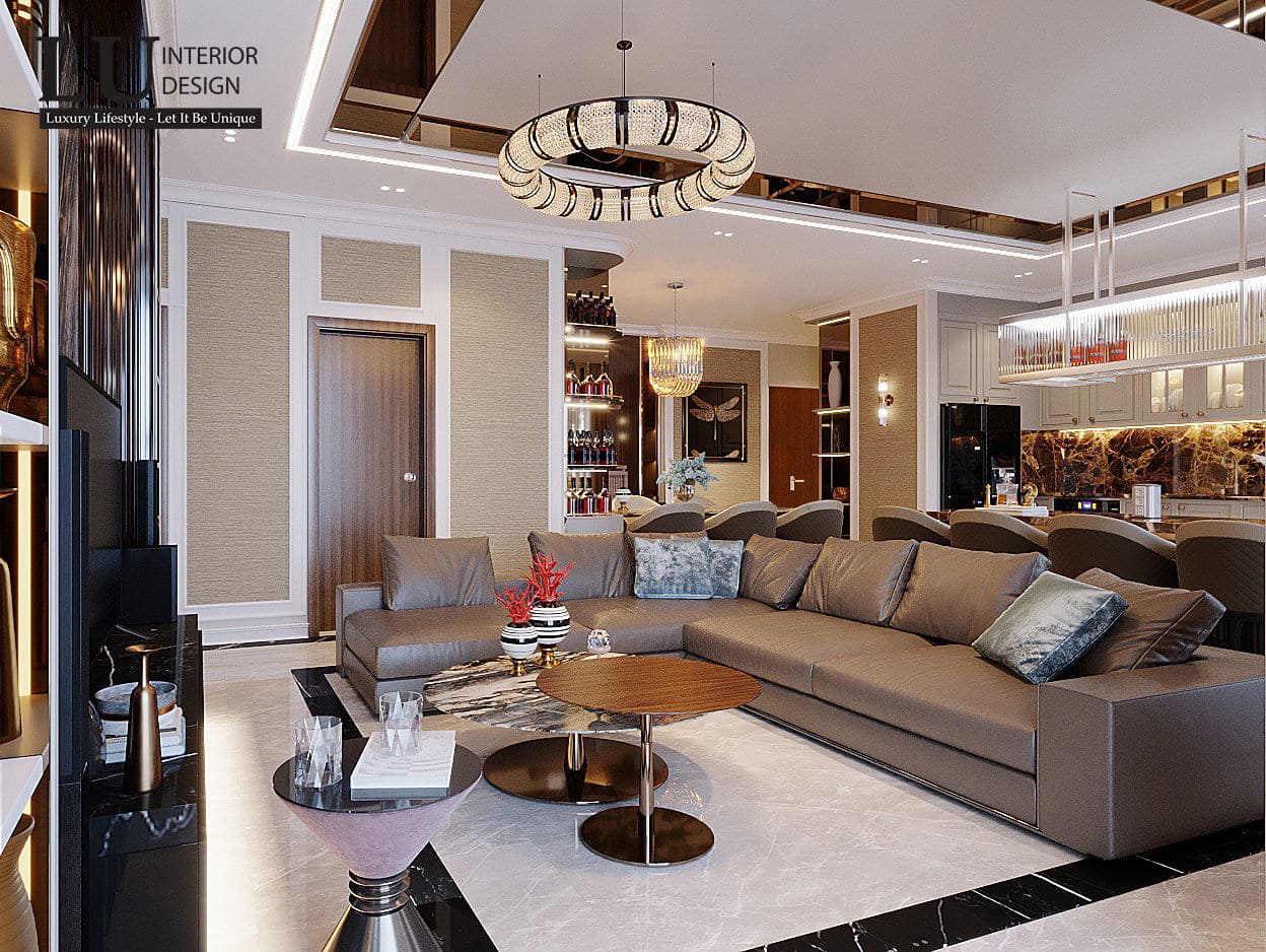 Thiết kế thi công nội thất căn hộ Sài Gòn Royal - Phòng khách