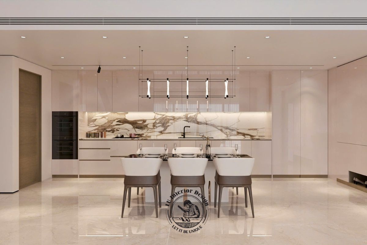 Thi công nội thất Duplex The Infiniti với bếp Open-concept kết nối không gian sinh hoạt