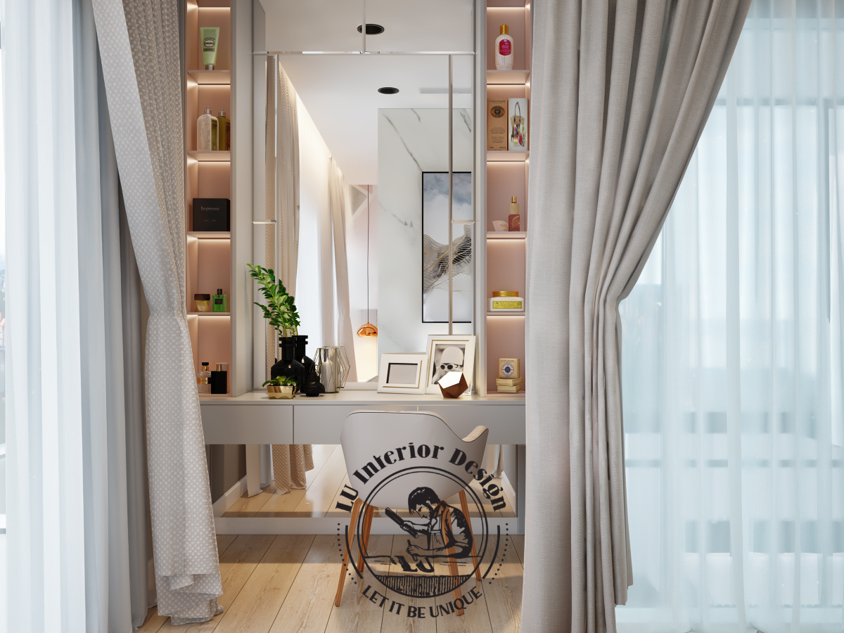 Khu vực bàn học và trang điểm bố trí khoa học