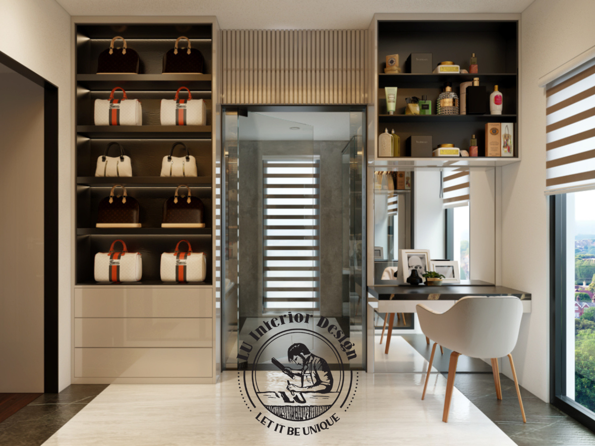 Bàn trang điểm bố trí trong phòng thay đồ Villa Quận 9