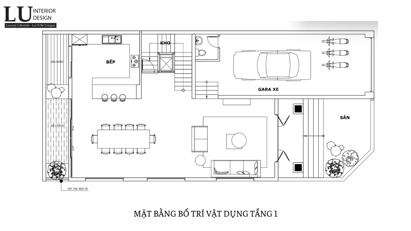 Mặt bằng tầng 1 biệt thự Tân Phú