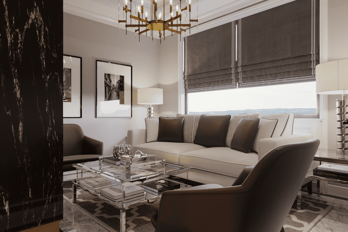 Góc nghiêng rộng tôn lên chiều sâu căn hộ 130m2 cùng vật liệu đá và kim loại cao cấp