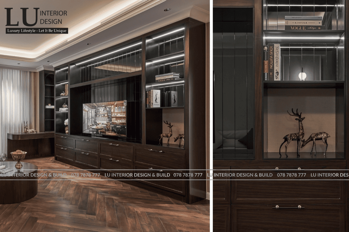 Chi tiết thi công nội thất cao cấp LU Design với vật liệu gỗ tinh xảo