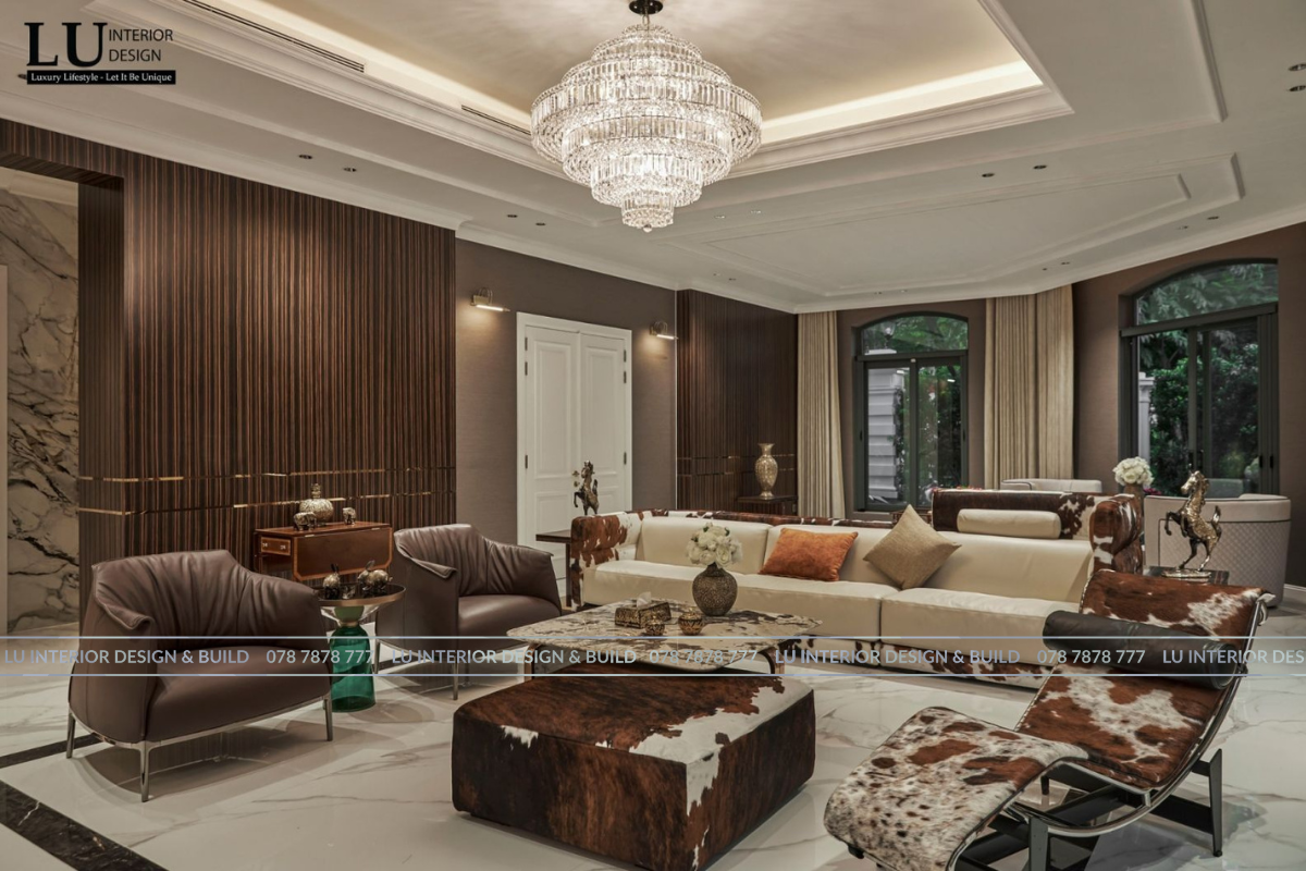 Hình ảnh phòng khách biệt thự Victoria hoàn thiện thực tế từ bàn tay của đội ngũ LU Design