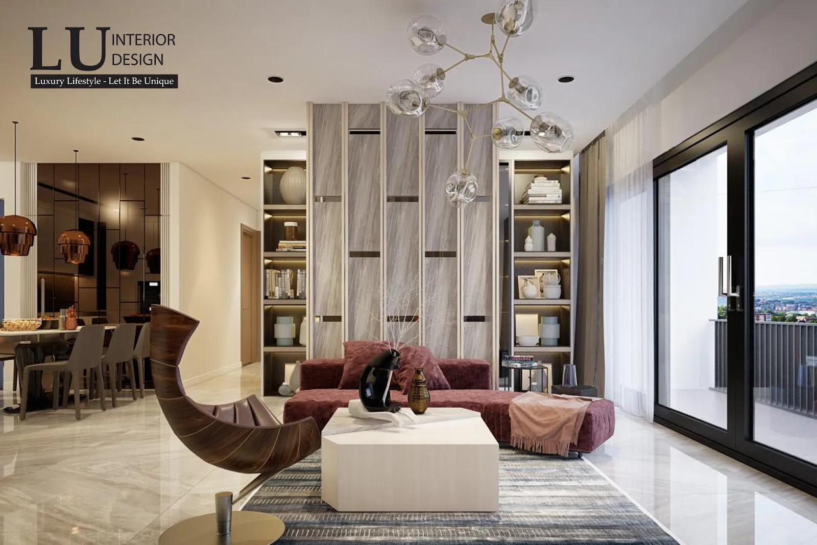 Không gian mở cùng cửa sổ lớn sát trần giúp đón trọn ánh sáng tự nhiên, mang lại sự thoáng đãng tối đa. 