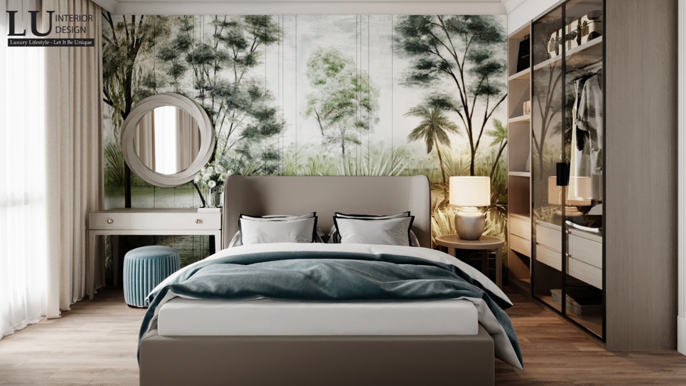thiết kế nội thất phòng ngủ tone xanh penthouse Vũng Tàu phong cách Modern Classic
