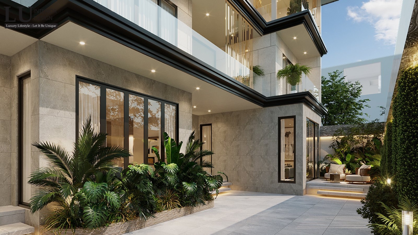 Không gian sân vườn biệt thự Phú Mỹ Hưng với thiết kế Modern Classic