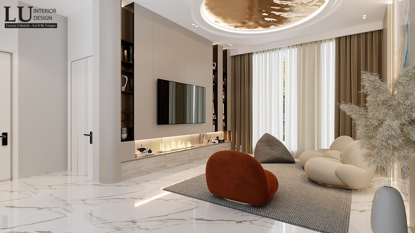 Phòng sinh hoạt chung hiện đại phong cách Modern Classic biệt thự Phú Mỹ Hưng