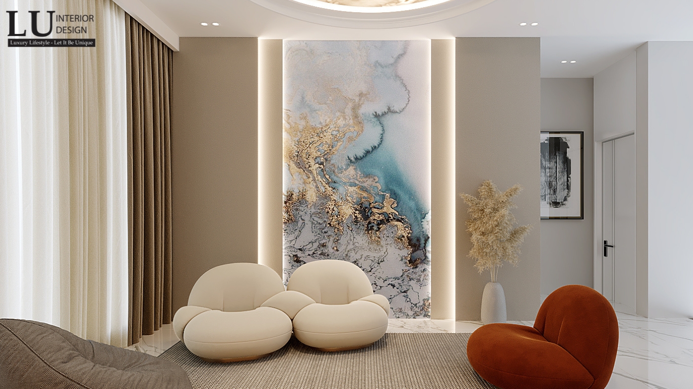Phòng sinh hoạt chung hiện đại phong cách Modern Classic biệt thự Phú Mỹ Hưng