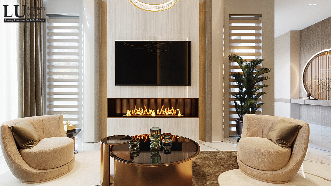 Phòng khách biệt thự Phú Mỹ Hưng với thiết kế Modern Classic