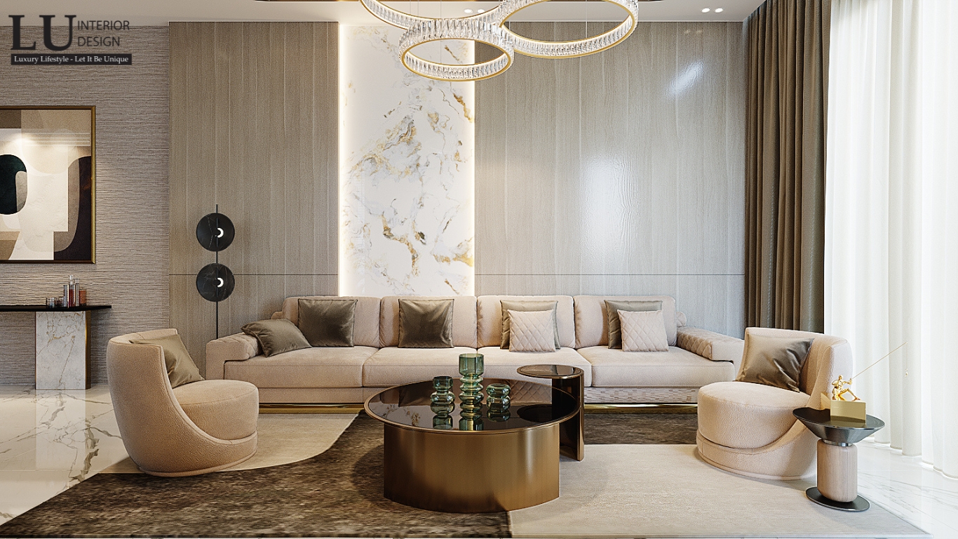 Phòng khách biệt thự Phú Mỹ Hưng với thiết kế Modern Classic