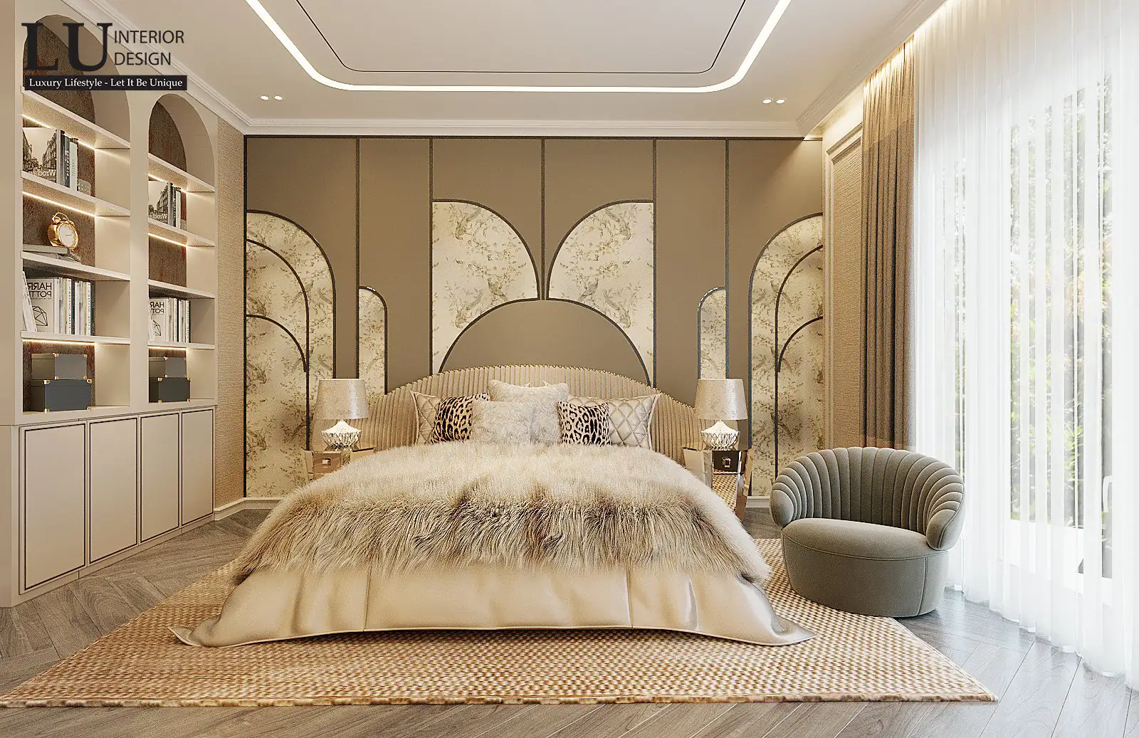 Phòng ngủ 1 nhìn toàn cảnh – thiết kế nội thất biệt thự Đồng Nai – LU Design