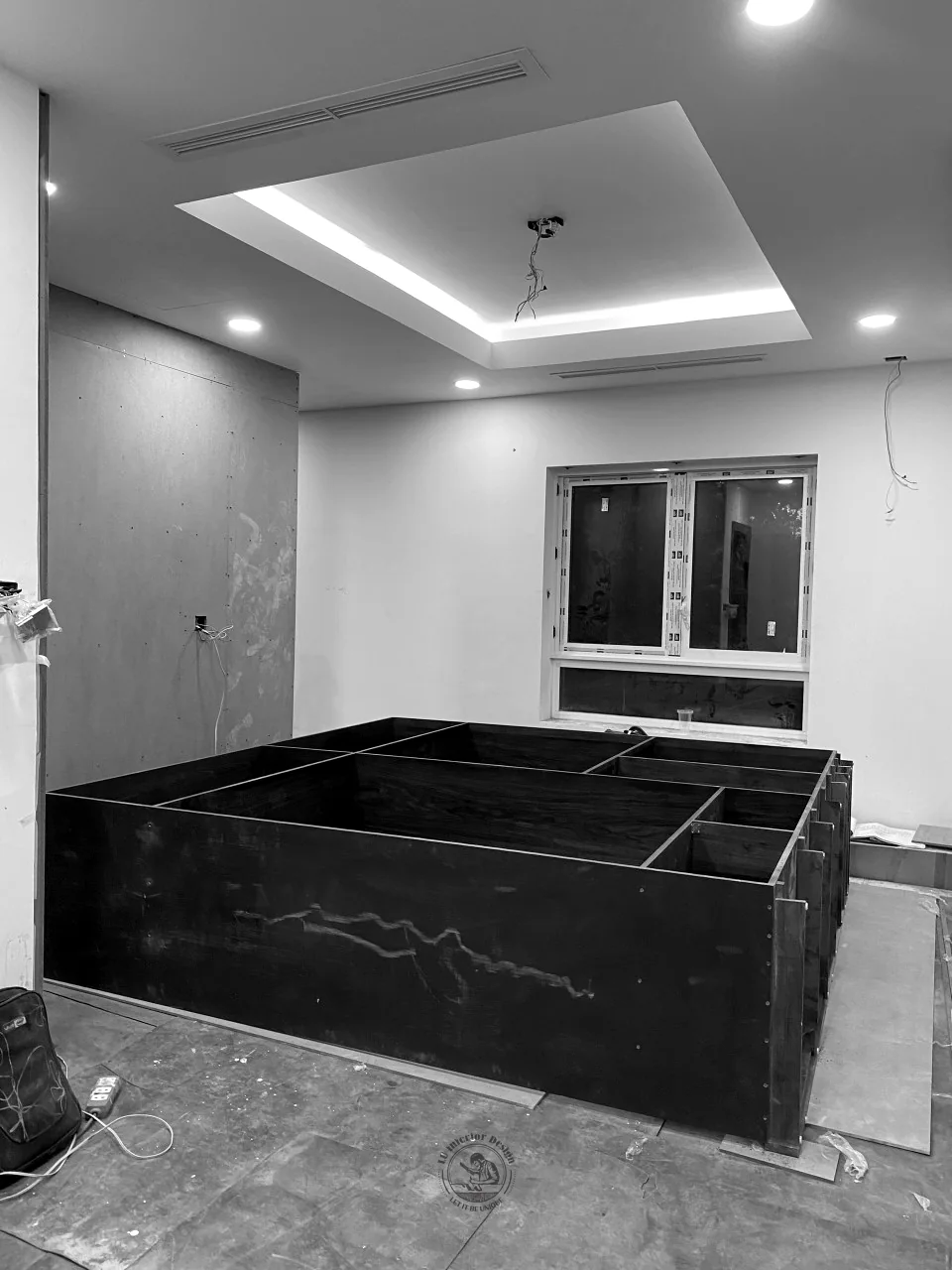 Khung tủ gỗ tại công trình – thi công biệt thự Khang Điền Quận 9 – LU Design