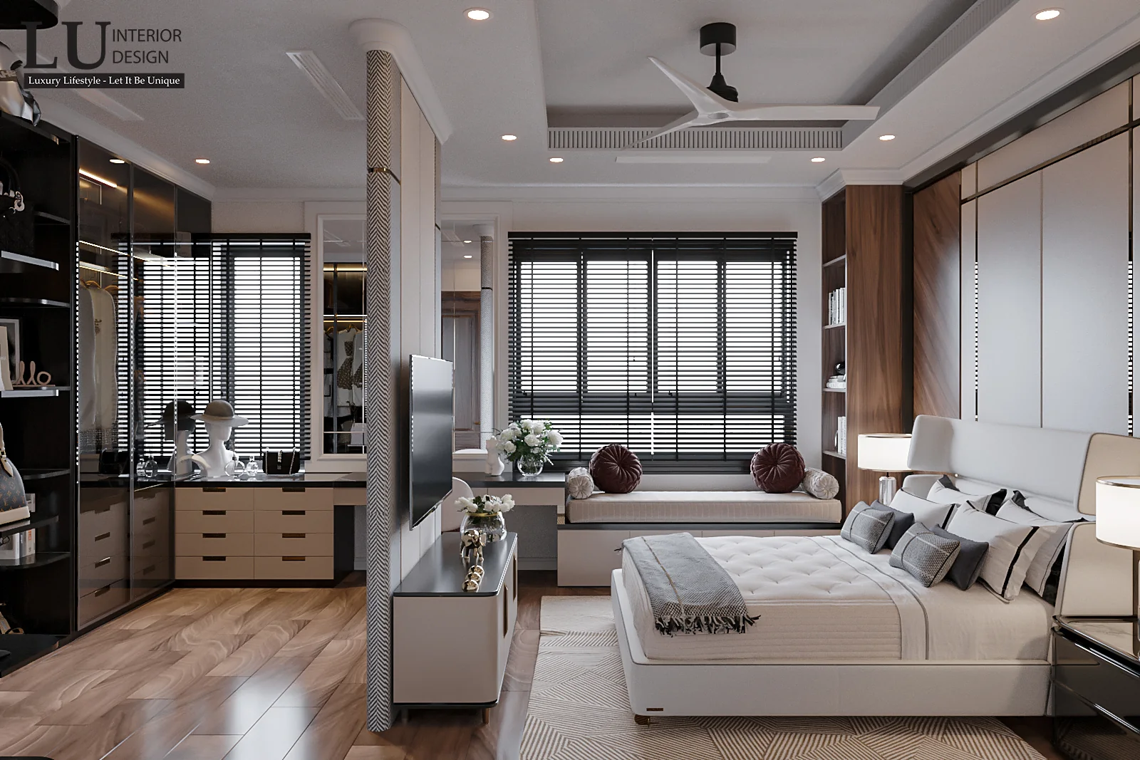 Phòng ngủ 4 nhìn toàn cảnh – thiết kế nội thất biệt thự Khang Điền Quận 9 – LU Design