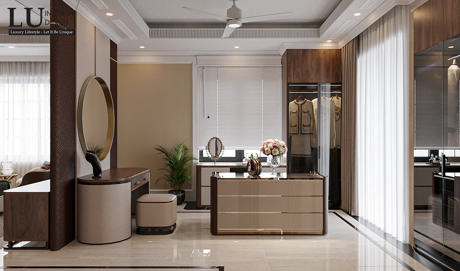 Góc trang điểm phòng master – thiết kế nội thất biệt thự Khang Điền Quận 9 – LU Design