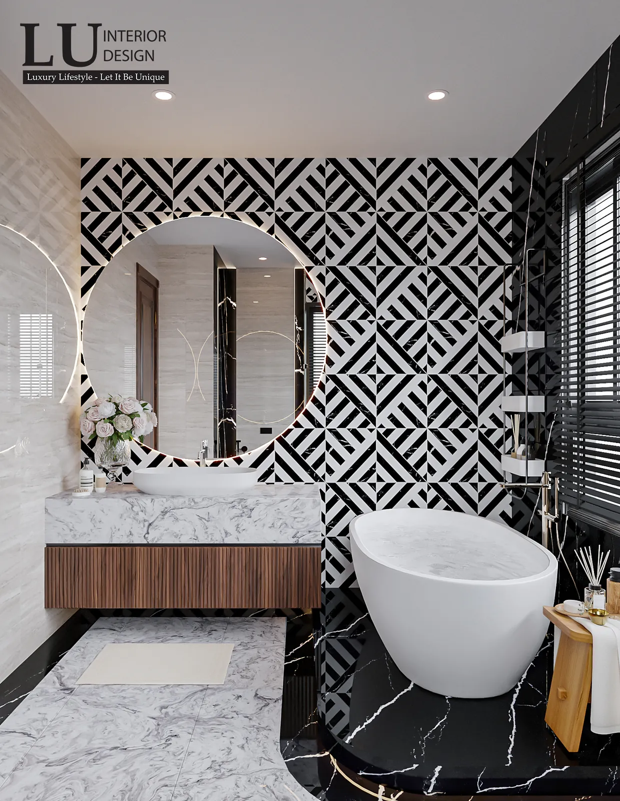 Bồn tắm phòng ngủ 3 – thiết kế nội thất biệt thự Khang Điền Quận 9 – LU Design
