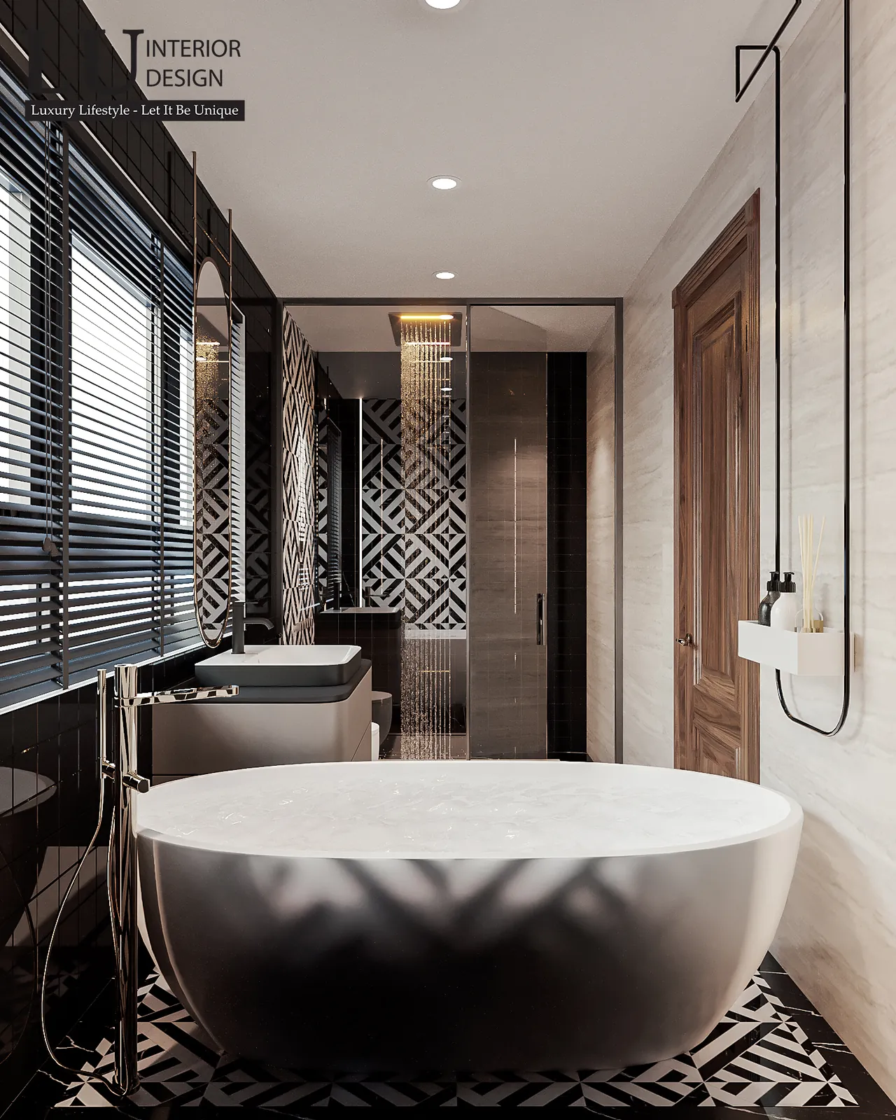 Bồn tắm tròn – thiết kế nội thất biệt thự Khang Điền Quận 9 – LU Design