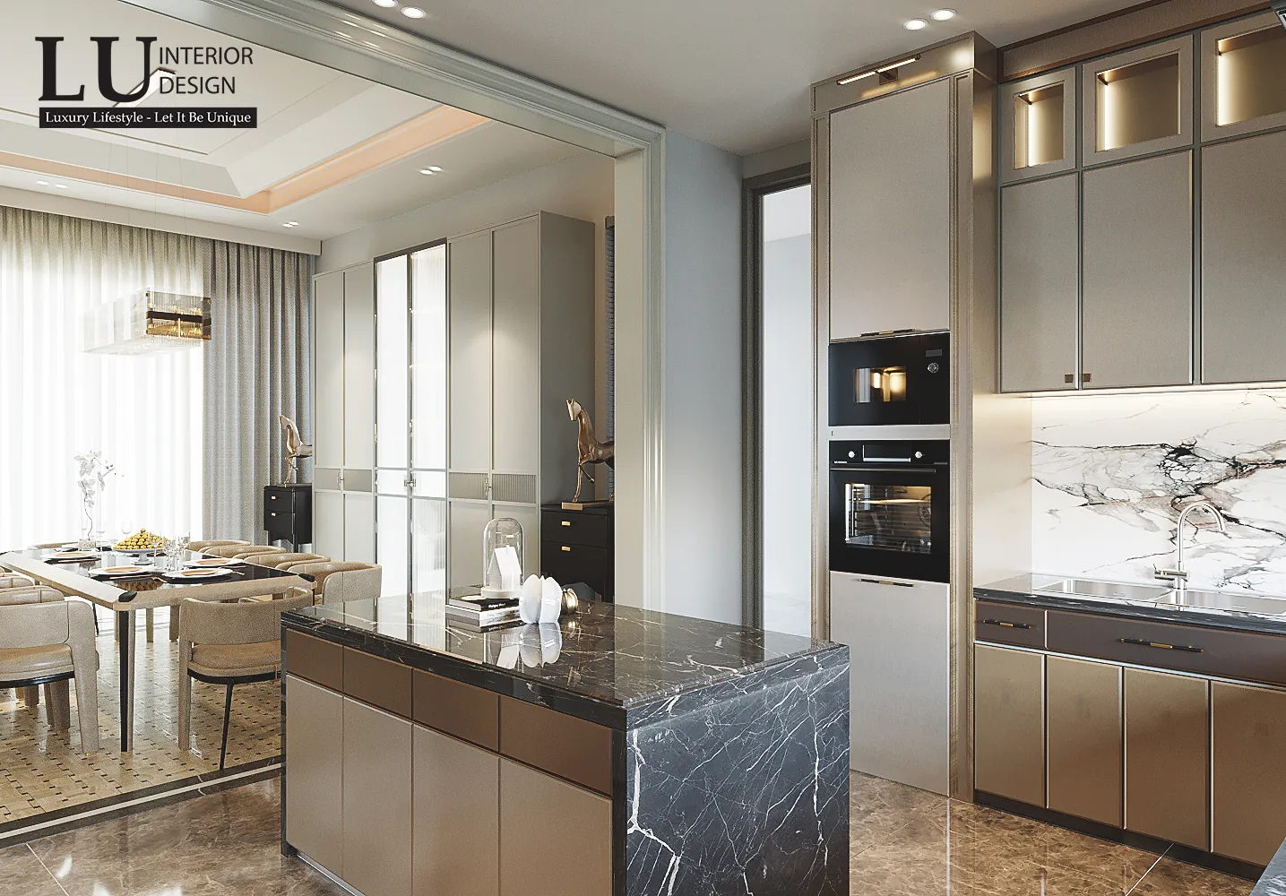 Tủ cao và lò nướng âm tủ – thiết kế nội thất biệt thự Phú Mỹ Hưng – LU Design