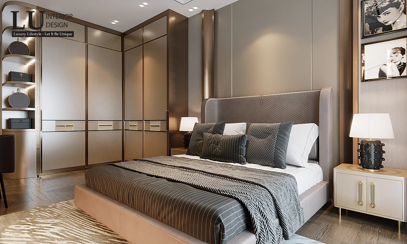 Phòng ngủ 4 nhìn toàn cảnh – thiết kế nội thất biệt thự Phú Mỹ Hưng – LU Design