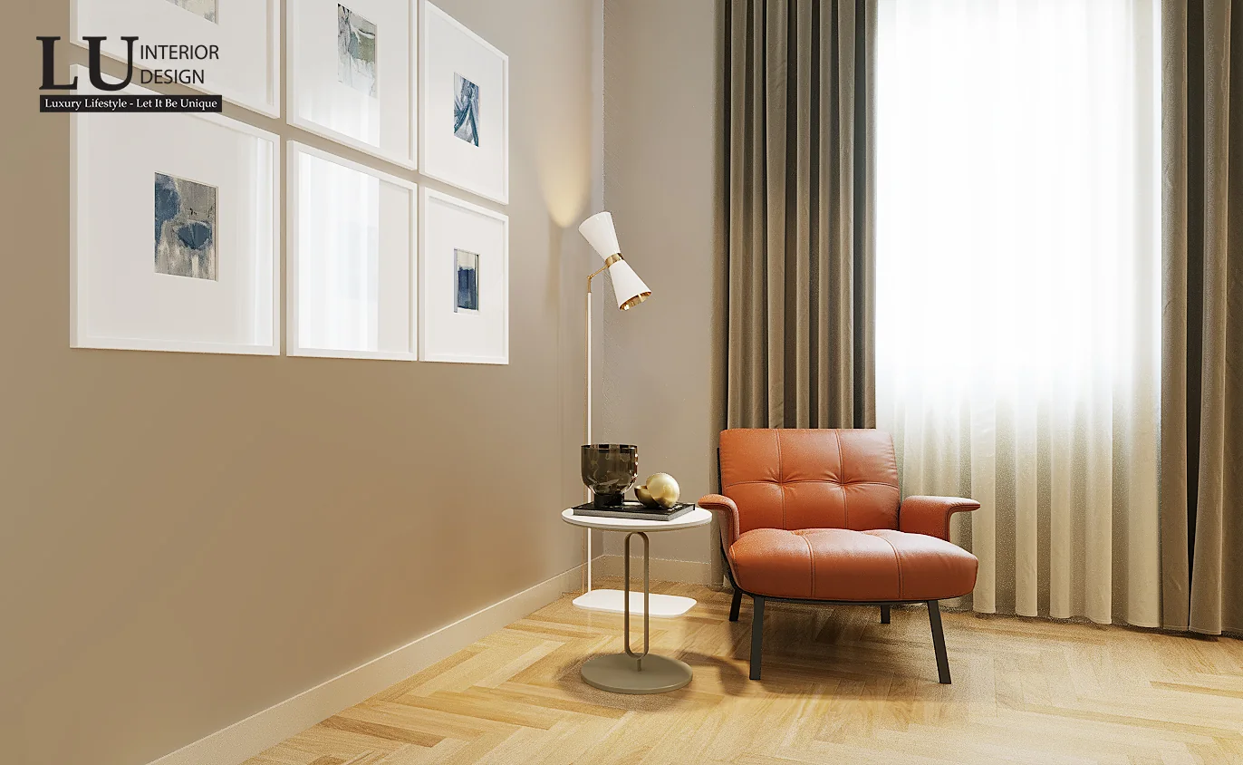 Góc đọc sách cạnh cửa sổ – thiết kế nội thất biệt thự Quận 2 – LU Design