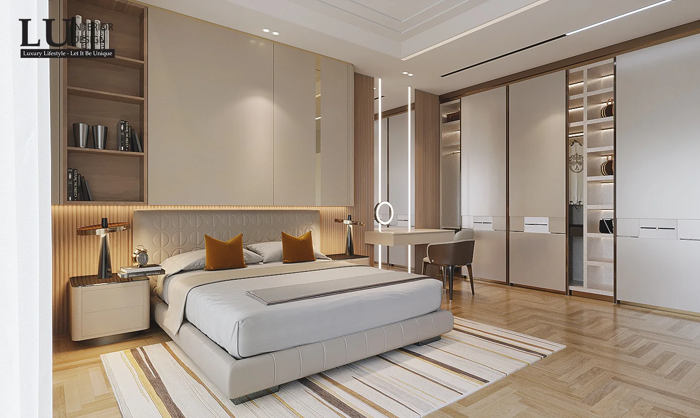Phòng ngủ 2 nhìn toàn cảnh – thiết kế nội thất biệt thự Quận 2 – LU Design