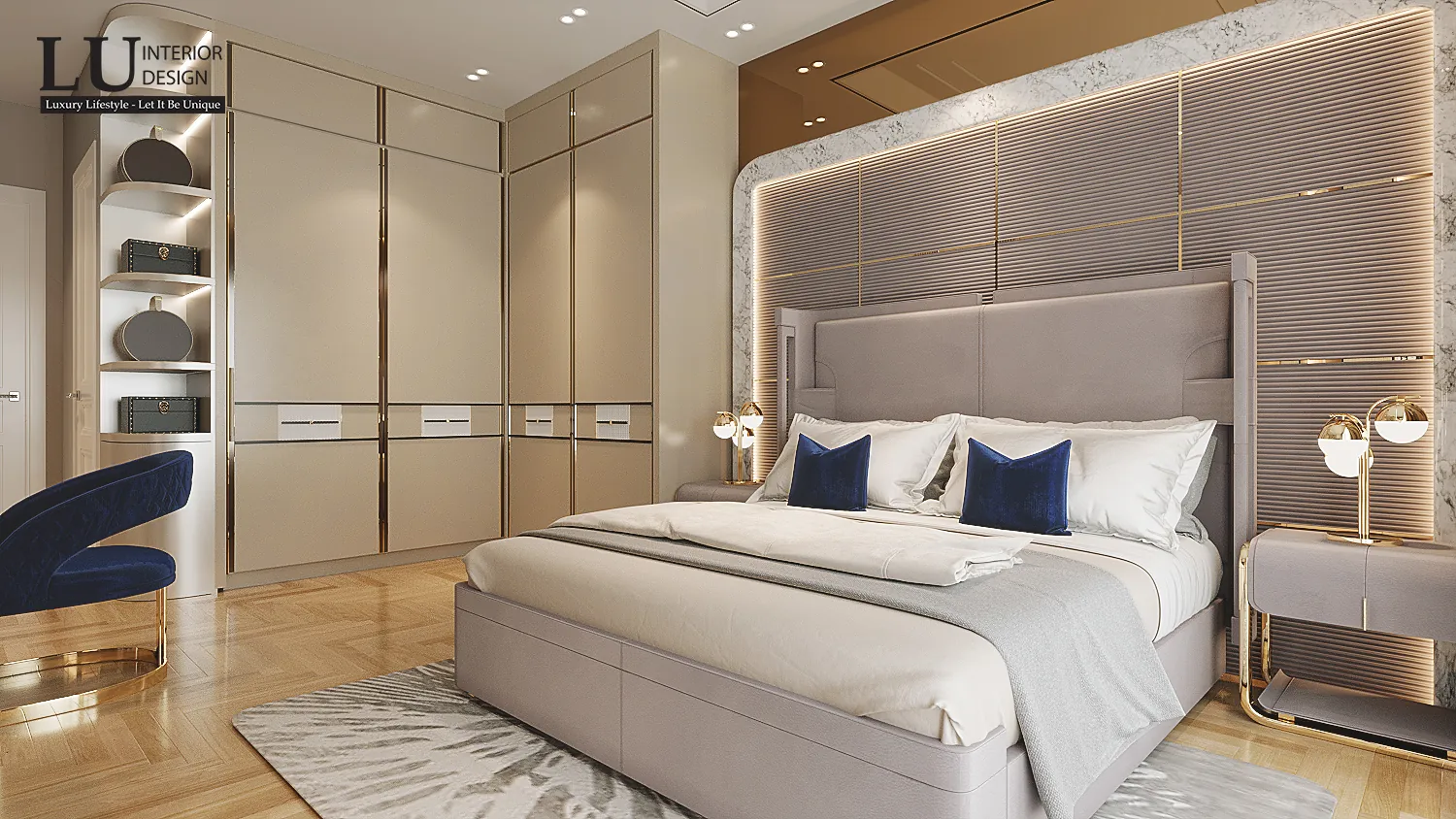 Tủ áo đèn hắt phòng ngủ 3 – thiết kế nội thất biệt thự Quận 2 – LU Design