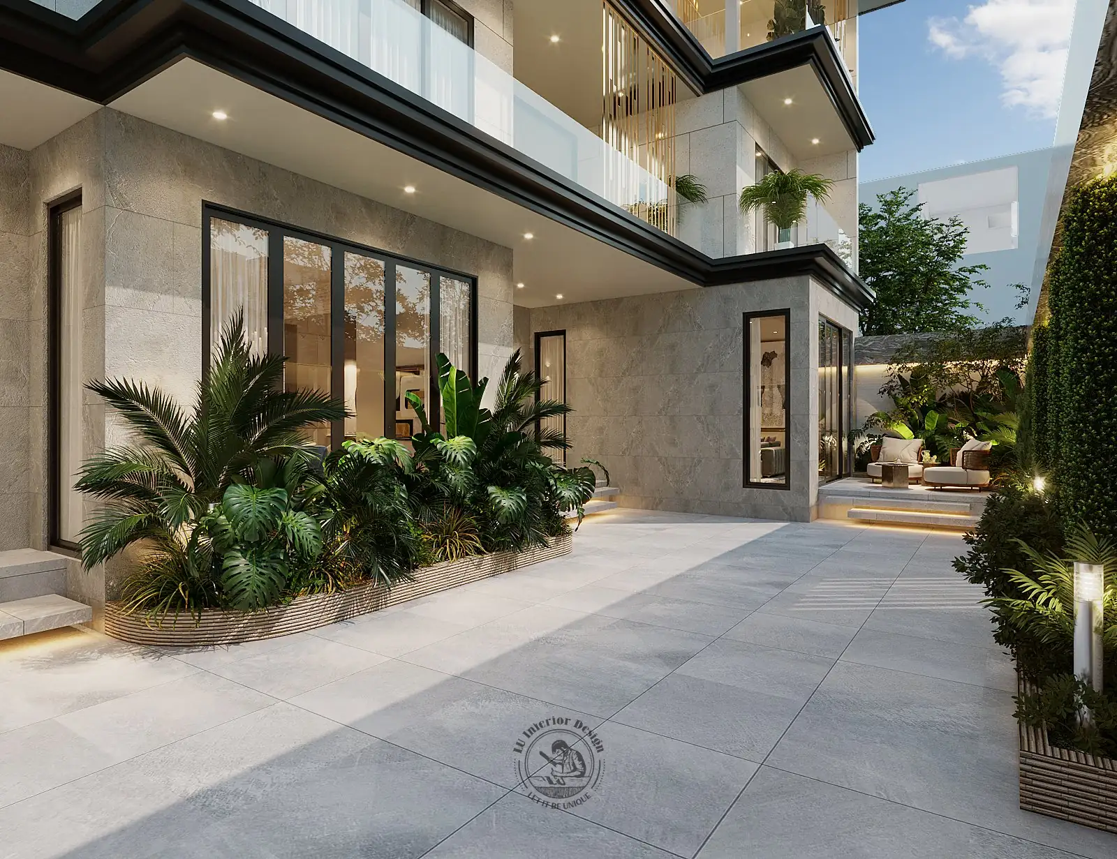Lối đi bên hông biệt thự – thiết kế nội thất biệt thự Quận 7 – LU Design