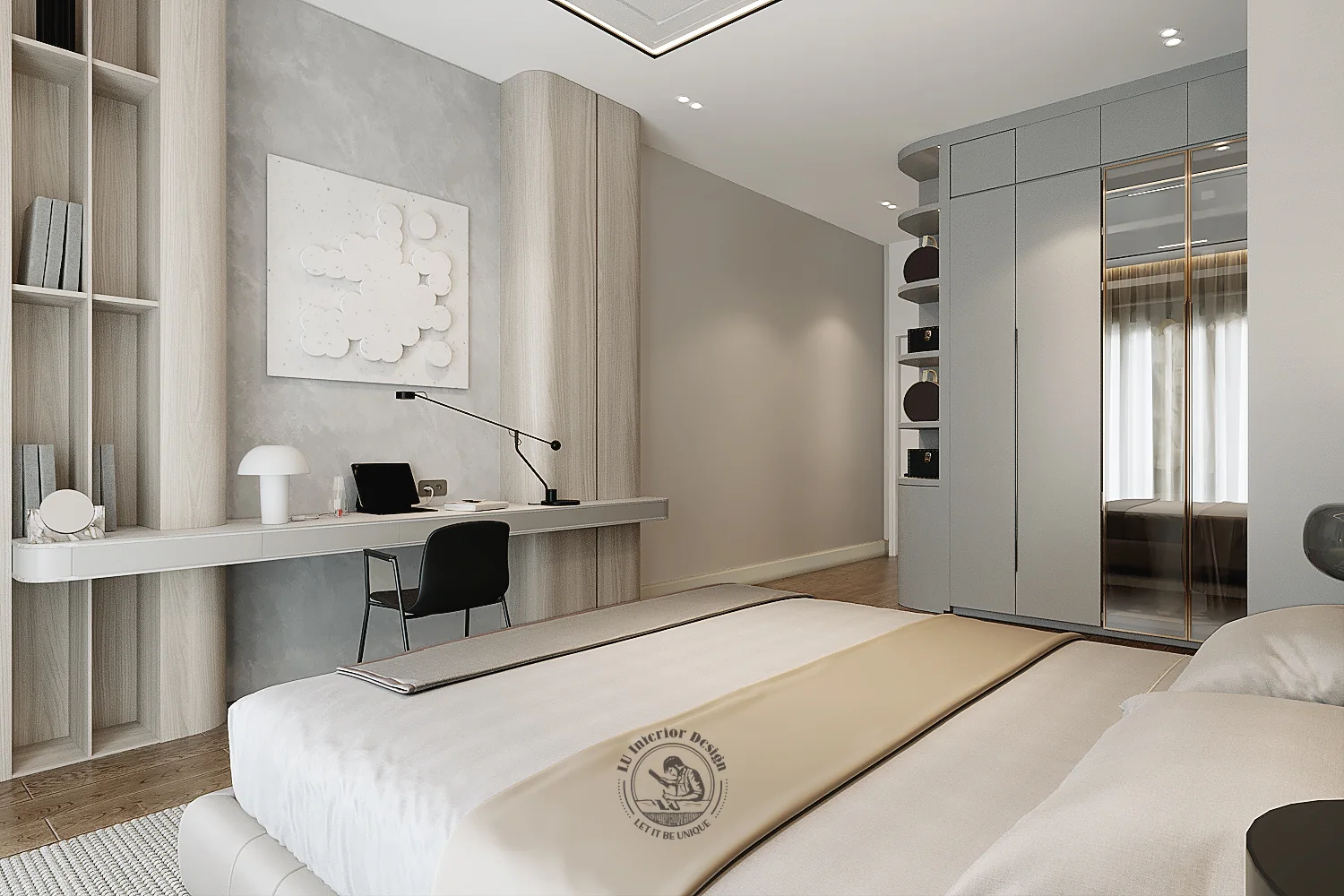 Tranh đầu giường phòng ngủ 1 – thiết kế nội thất biệt thự Quận 7 – LU Design