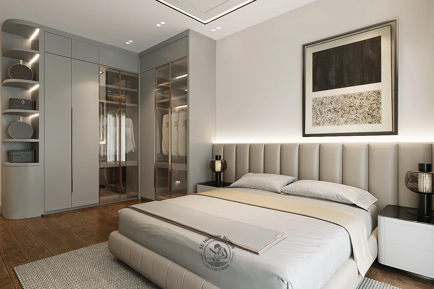 Bàn làm việc cạnh cửa sổ phòng ngủ 2 – thiết kế nội thất biệt thự Quận 7 – LU Design
